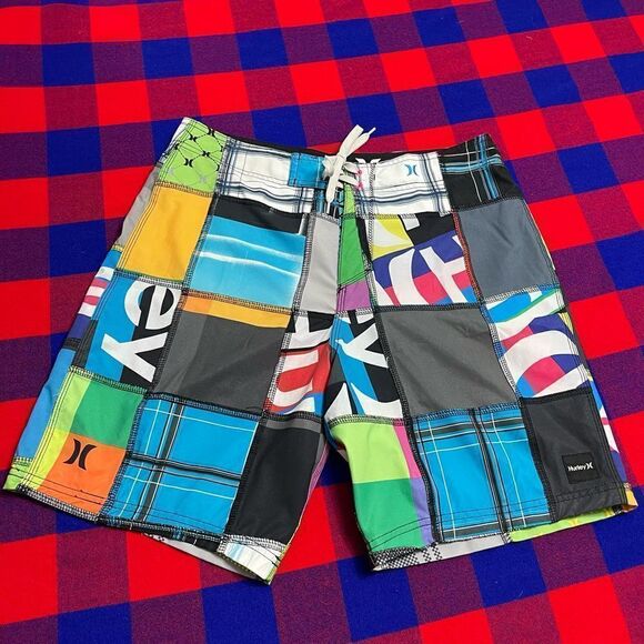 Hurley Men’s Patchwork Swim Trunks Shorts Size 32 - Picture 1 of 9